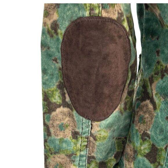 VTG Liz Claiborne Green/Brown Floral Printed Elbow Patch Corduroy Jacket Small - Picture 4 of 13